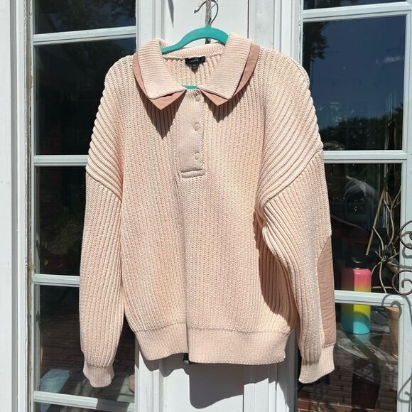 J Crew Collared Ribbed Patch Sleeve Sweater NWT - Picture 6 of 12